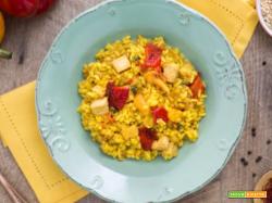 Riso orzo e farro in salsa di peperoni e tofu