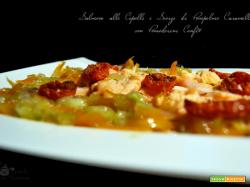Salmone alle Cipolle e Scorze di Pompelmo caramellate con Pomodorini confit