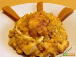 Orzo con crema di zucca e formaggi