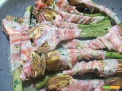 Carciofi nella pancetta e Arrosticini di agnello