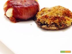 Tomino tartufato e speck con fungo al gratin