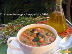 Zuppa di farro con funghi porcini e fagioli borlotti