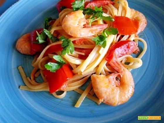 Linguine con code di gamberone