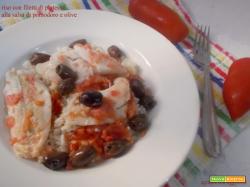 riso con filetti di platessa alla salsa di pomodoro e olive
