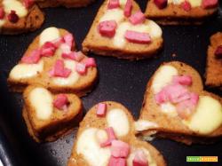 Cuori di polenta con speck e provola