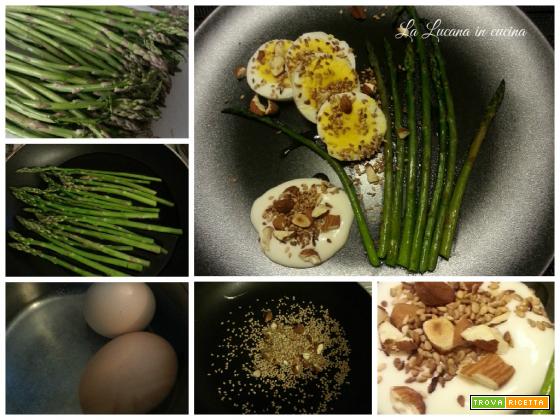 Uova sode con asparagi, mandorle e sesamo