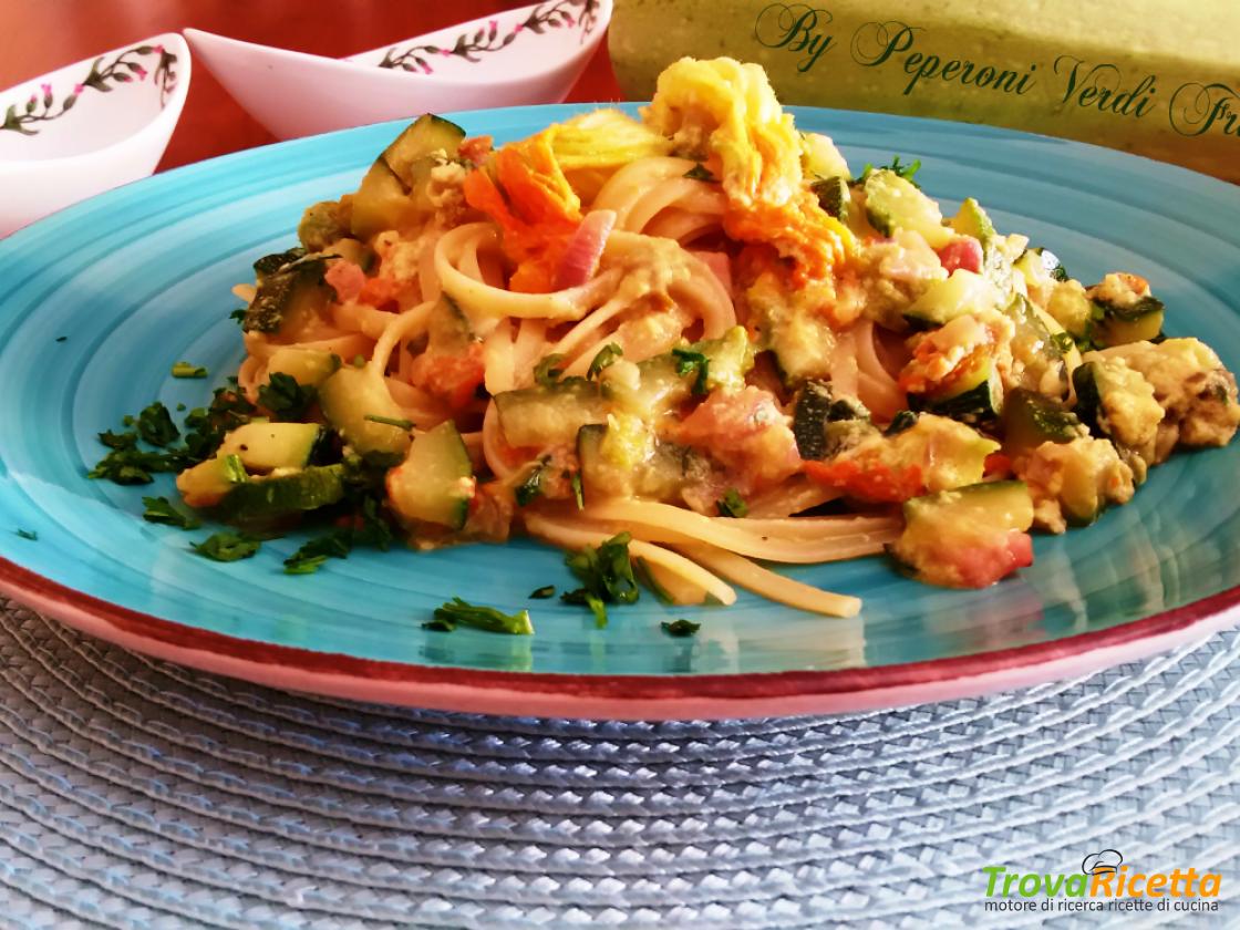 Linguine Alla Carbonara Di Verdure Ricetta Trovaricetta Com