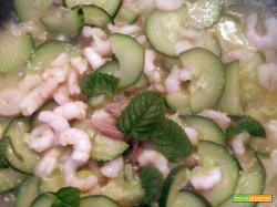 Cuori con zucchine e gamberetti alla menta