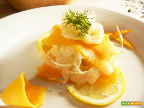 Antiossidanti in tavola: Zucca Gialla marinata con Aceto di Mele, Limone e Arancia in insalata con Finocchi!