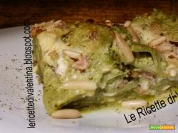 Lasagne verdi al Pesto Genovese mascherato....pesto, gorgonzola, prosciutto cotto