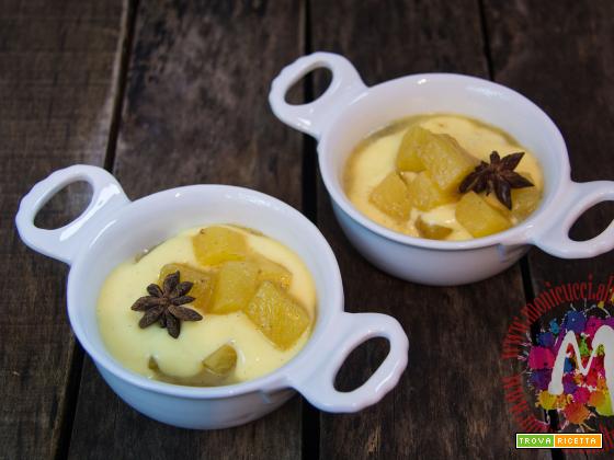 Ananas speziato sous vide con crema alla vaniglia nel microonde