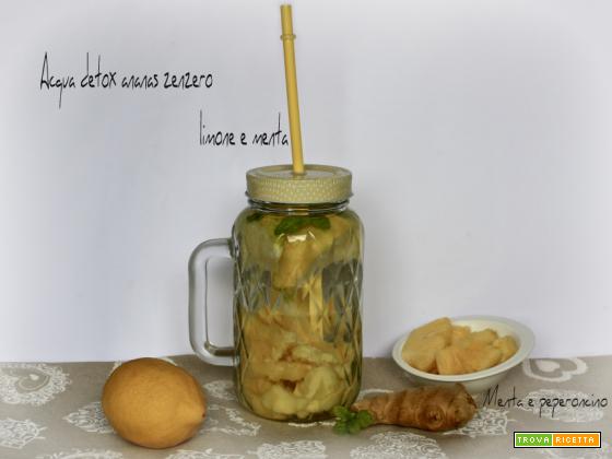 Acqua detox ananas zenzero limone e menta