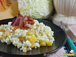 Risotto zucca verza e bacon croccante