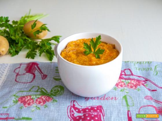 Zuppa di amaranto con zucca patate e cipolla
