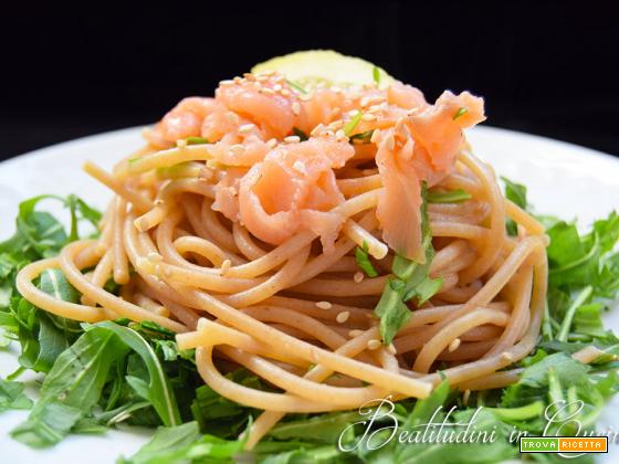 Spaghetti salmone e rucola