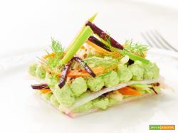 daikon con crema di aglio orsino e verdure alla senape