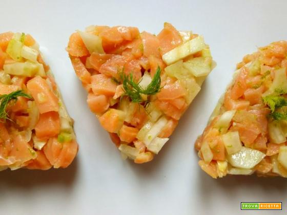 Tartare salmone affumicato finocchi e lime