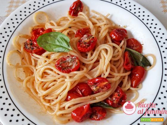 Spaghetti con pomodorini confit