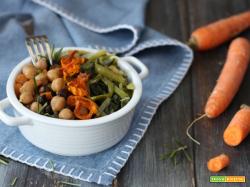 Insalata calda di ceci cime di rapa e carote