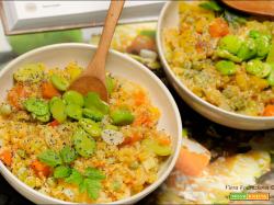 Porridge di quinoa e lenticchie rosse primavera e inverno