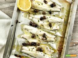 BRANZINO AL FORNO AGLI AGRUMI E OLIVE