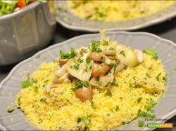 Couscous gluten free con Pleurotus gialli e Champignon crema