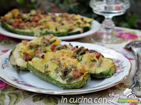 Zucchine ripiene di patate e mortadella