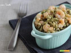 Farro al pesto di zucchine e gamberetti