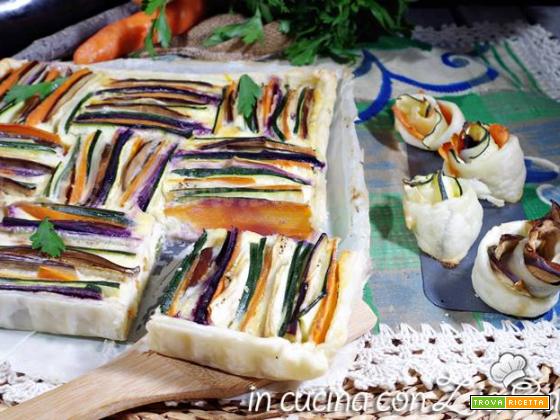 Torta di verdure colorata salata quadrata