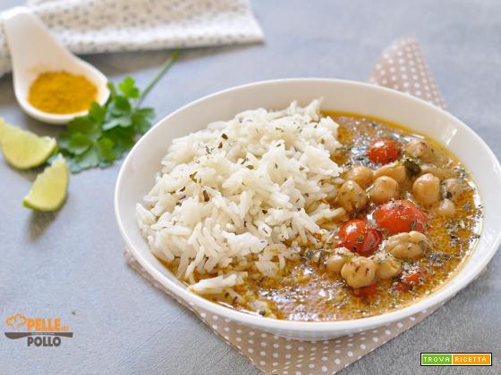 Curry di ceci con riso basmati e latte di cocco