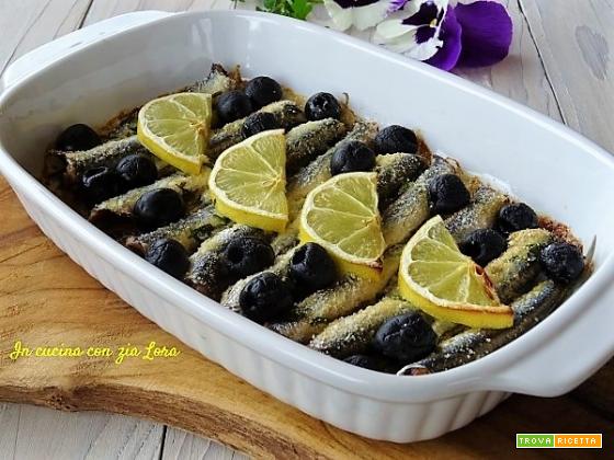 Alici al forno con olive e limone