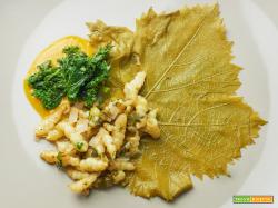 tuberinina stufata con foglie di vite croccante