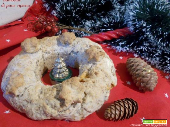 Ciambella di pane ripiena – centro tavola natalizio