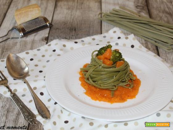 Tagliolini agli spinaci con zucca e broccoli