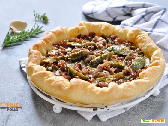 Torta rustica ai carciofi e salsiccia