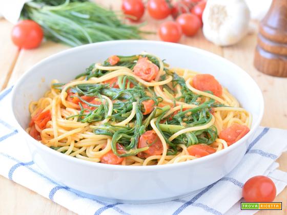 Spaghetti con Agretti e Pomodorini