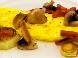 Ricetta omelette con funghi, porri e chorizo