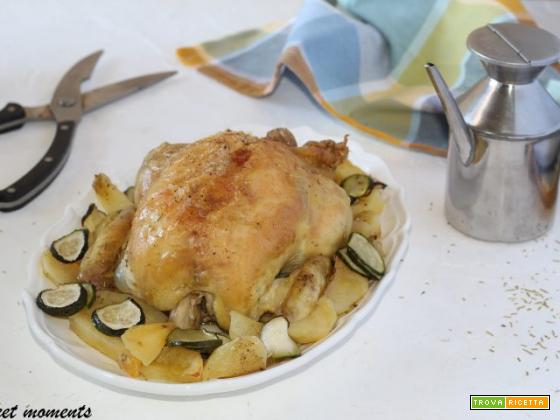 Pollo con patate e zucchine al forno