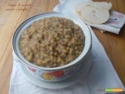 Zuppa di cereali patate e funghi