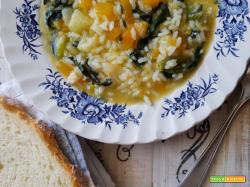Minestra di riso, zucca e spinaci