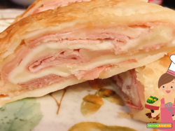 Pastasfoglia ripiena di prosciutto e mozzarella