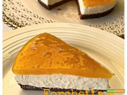 Cheesecake senza cottura, base frollini cacao e vaniglia, topping orange&lemon curd