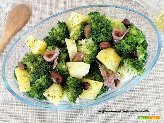 Broccolo in insalata con patate e olive taggiasche