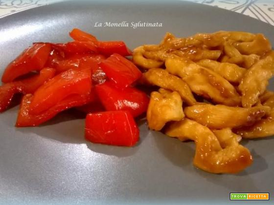 Pollo in salsa di soia con peperoni in agrodolce