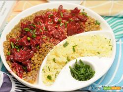 Rapa rossa speziata con lenticchie e couscous