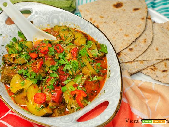 Zucchini masala curry piccante e speziato