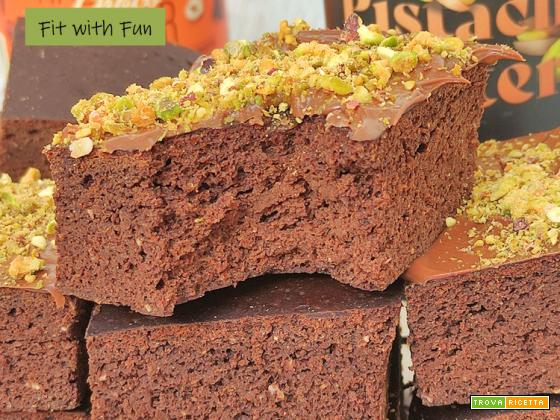 Torta Brownies Cioccolato e Pistacchio Proteica Senza Glutine e Zucchero