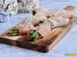Involtini di salmone e asparagi