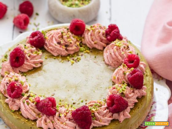 Cheesecake senza cottura: pistacchio e lamponi