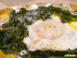 Bieta erbetta con uovo fritto in padella